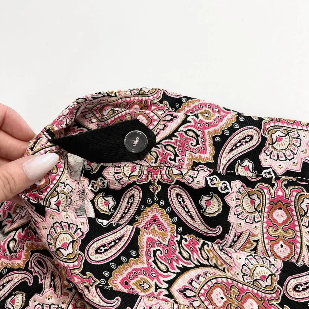 Maurices Womens 18W Wrap Skirt Pink Paisley Coastal Preppy‎ Brunch City Chic